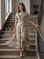 Robe Midi Croisée à Col Celine