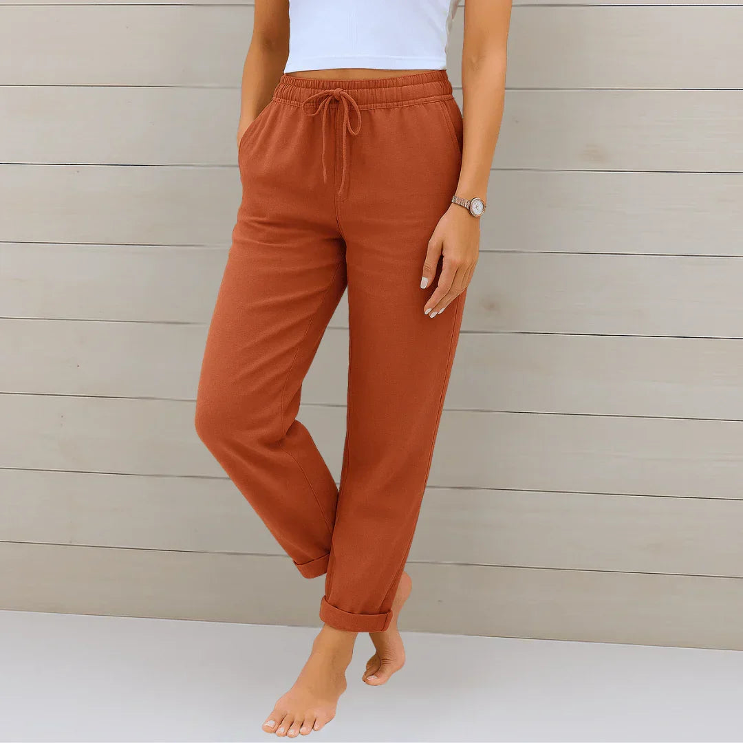 PANTALON EN LIN EXTENSIBLE POUR FEMMES