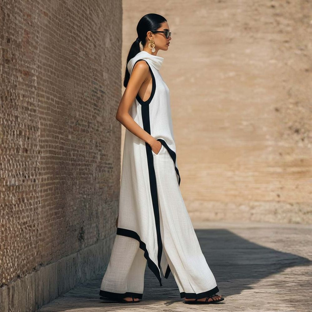 ENSEMBLE EN LIN ARTISTIQUE POUR FEMMES