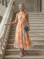Robe Midi à Col Halter Doux Elin