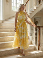 Robe Midi à Encolure Halter Froncée Sylin