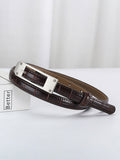 Cinturón Fino de Mujer de Moda en Cuero de Cocodrilo