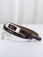 Cinturón Fino de Mujer de Moda en Cuero de Cocodrilo