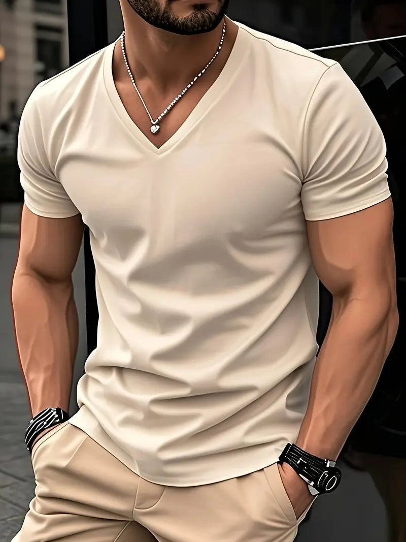 T-SHIRT À COL EN V POUR HOMMES