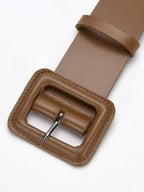 Cinturón de Mujer de Moda en Cuero Sintético Color Liso con Hebilla Cuadrada