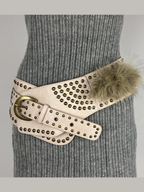 Cinturón de Mujer Retro Versátil con Pelo y Cuero Sintético