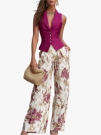 ENSEMBLE PANTALON FLORAL POUR FEMMES
