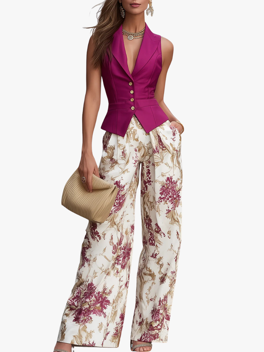 ENSEMBLE PANTALON FLORAL POUR FEMMES