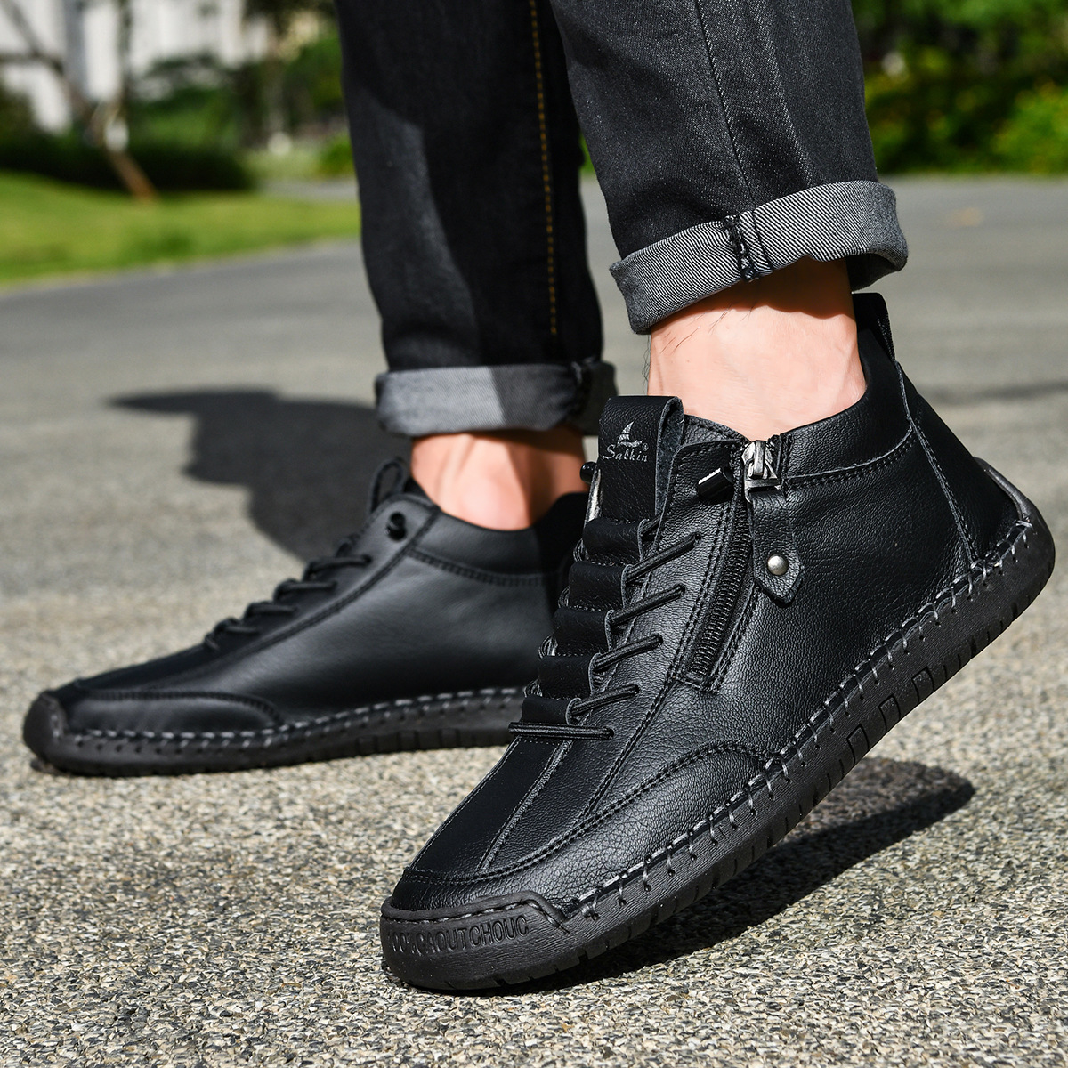 CHAUSSURES EN NABUK AVEC ZIP POUR HOMME