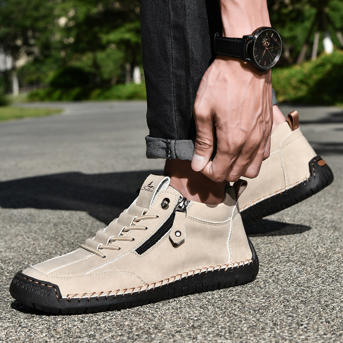 CHAUSSURES EN NABUK AVEC ZIP POUR HOMME