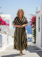 Robe Midi Rayée à Manches Lina