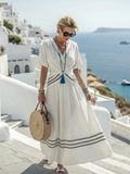 Robe Midi à Manches Courtes Seren