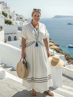 Robe Midi à Manches Courtes Seren