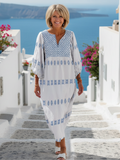 Robe maxi brodée à manches Evadne