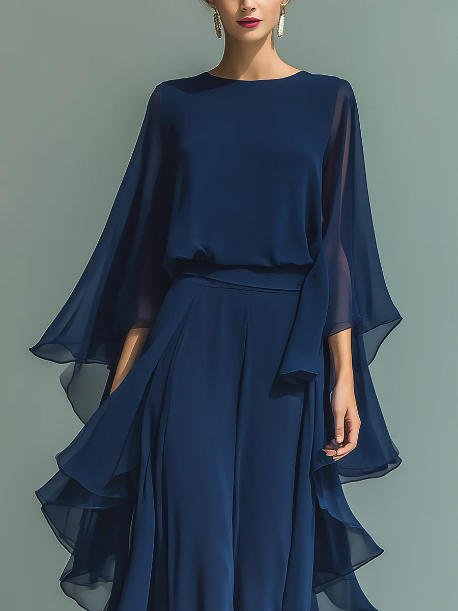 ENSEMBLE DE DEUX PIÈCES EN CHIFFON POUR FEMMES