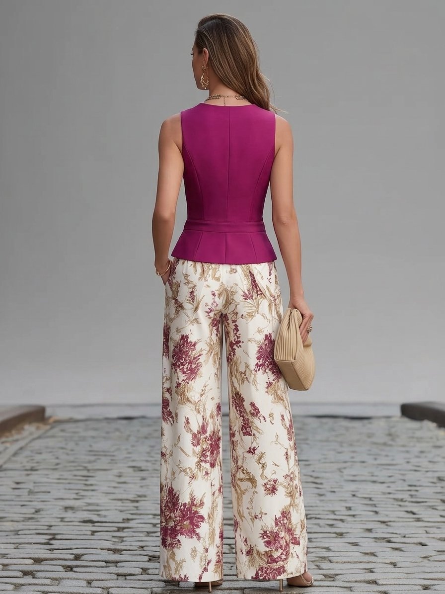 ENSEMBLE PANTALON FLORAL POUR FEMMES