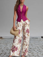 ENSEMBLE PANTALON FLORAL POUR FEMMES