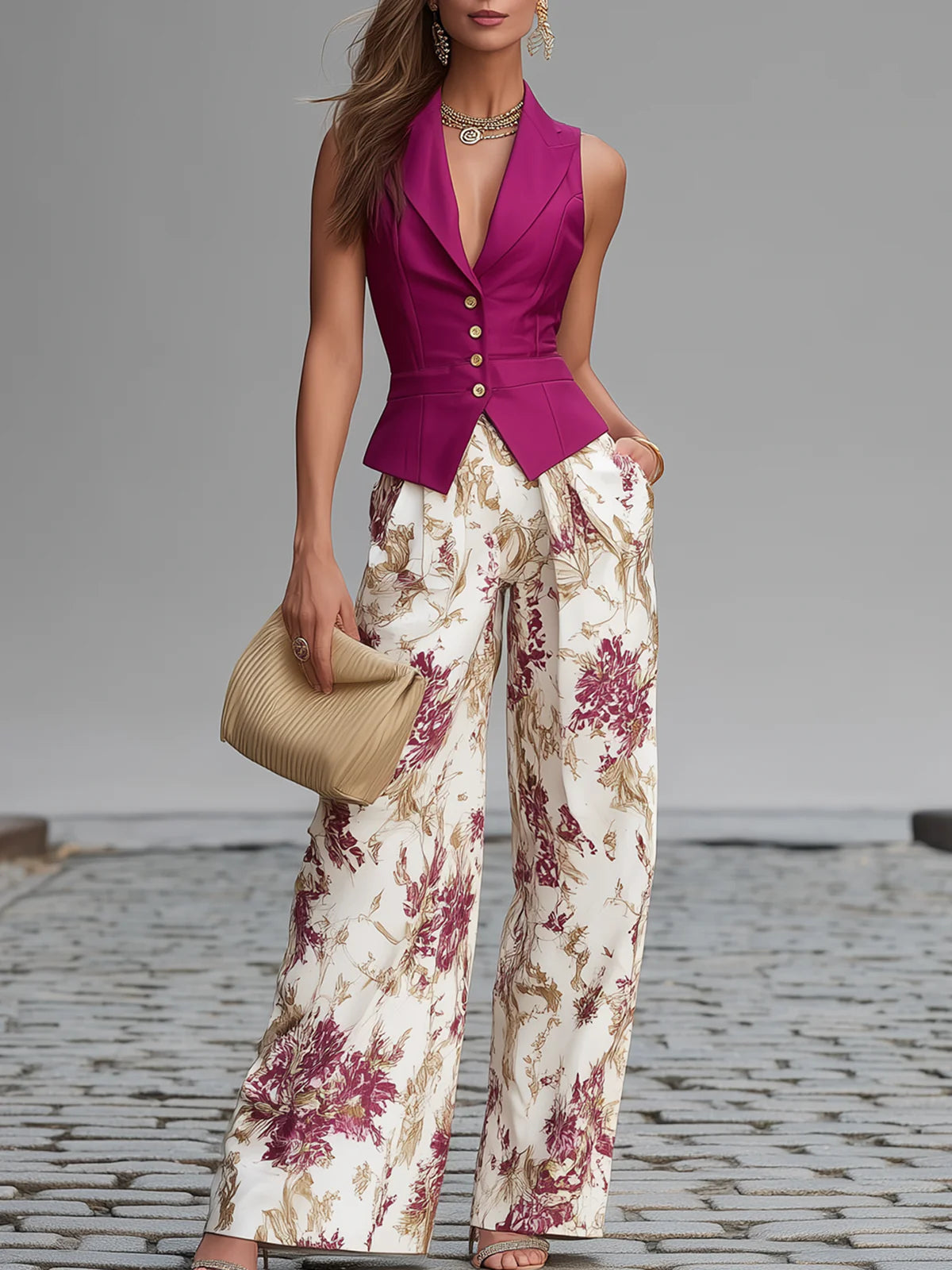 ENSEMBLE PANTALON FLORAL POUR FEMMES