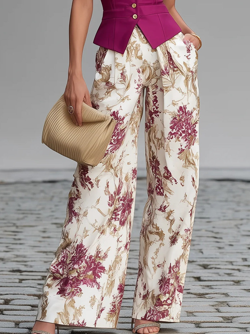 ENSEMBLE PANTALON FLORAL POUR FEMMES