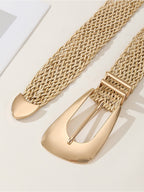Cinturón de Mujer Chic Trenzado en Algodón y Lino con Hebilla Imitación Metal Dorado
