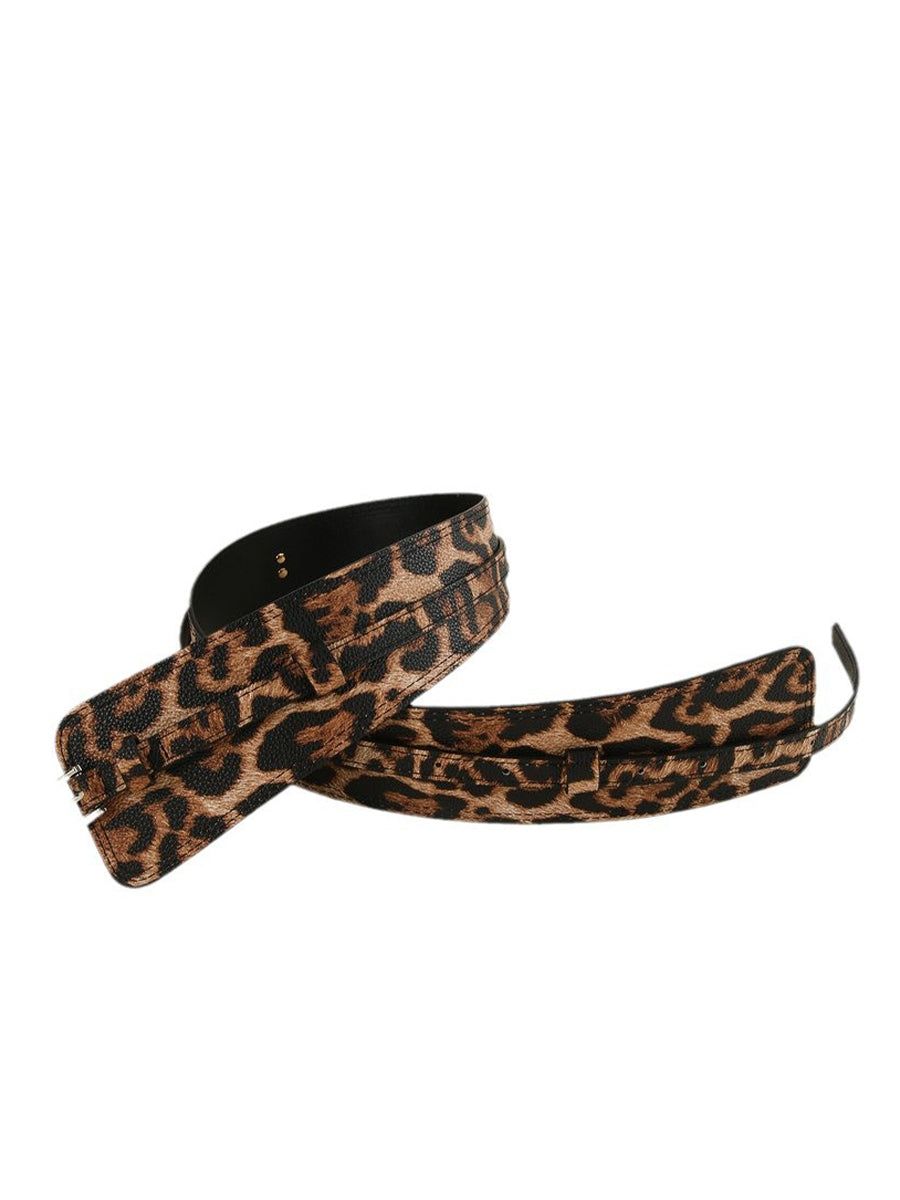 Cinturón de Cintura de Mujer con Estampado de Leopardo y Diseño Asimétrico en Cuero Sintético MDA1699H0I