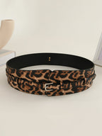 Cinturón de Cintura de Mujer con Estampado de Leopardo y Diseño Asimétrico en Cuero Sintético MDA1699H0I