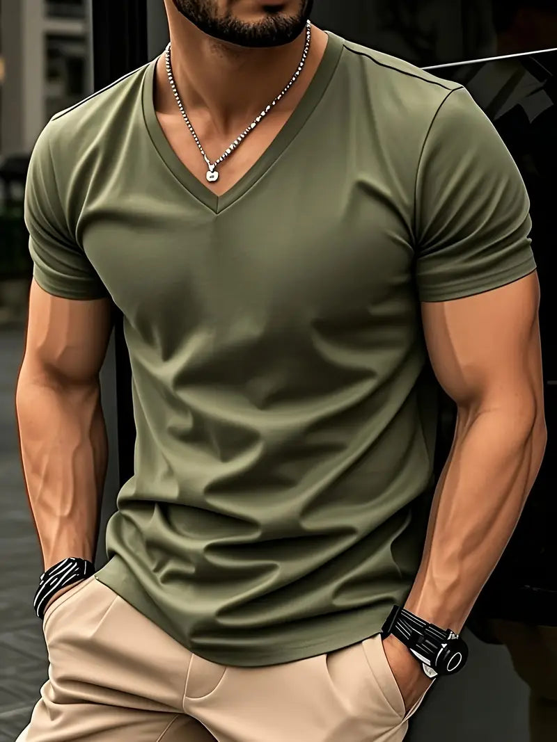 T-SHIRT À COL EN V POUR HOMMES
