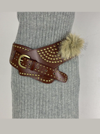 Cinturón de Mujer Retro Versátil con Pelo y Cuero Sintético