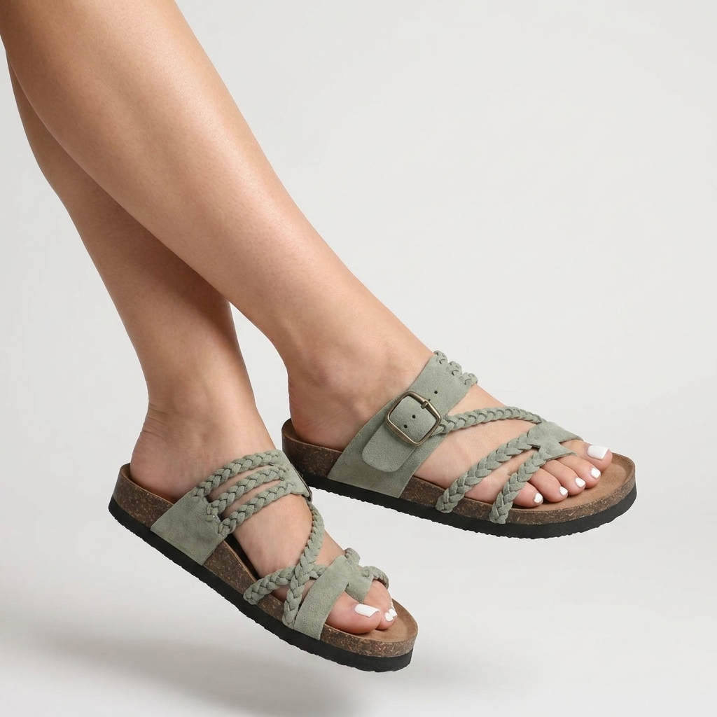 SANDALES EN LIÈGE TRESSÉES POUR FEMMES