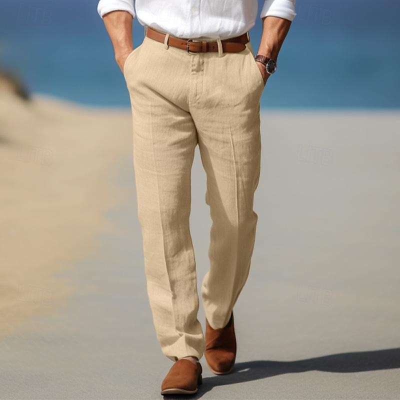 PANTALON HOMME LUXE EN LIN PREMIUM (AVEC PASSANTS POUR CEINTURE)